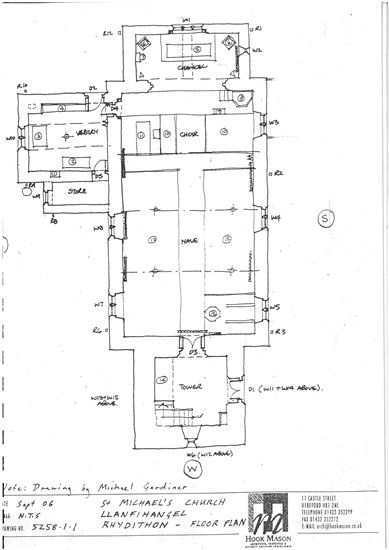 Llanfihangel Rhydithon Church Floor plan