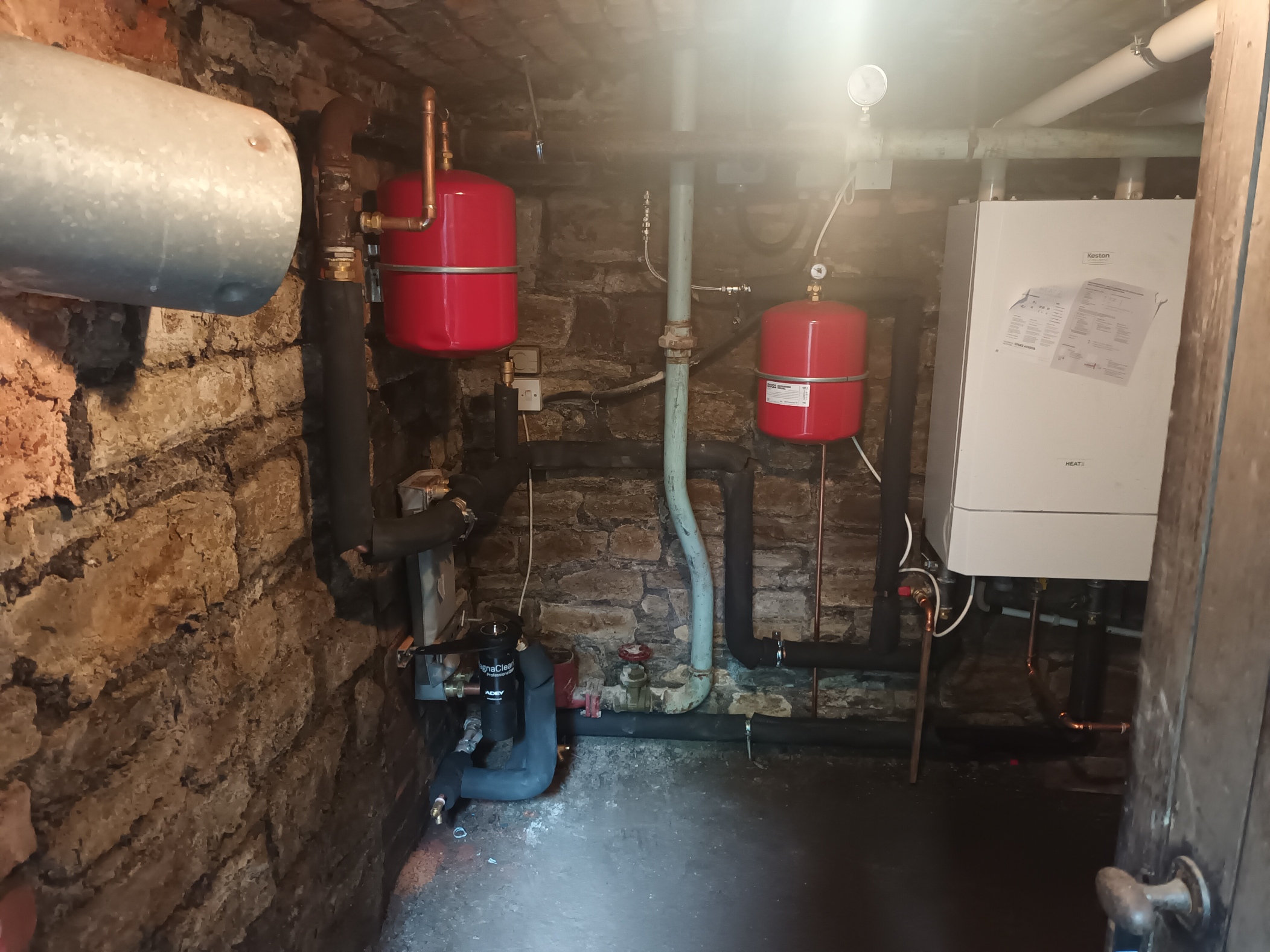 Photo of new boiler in undercroft