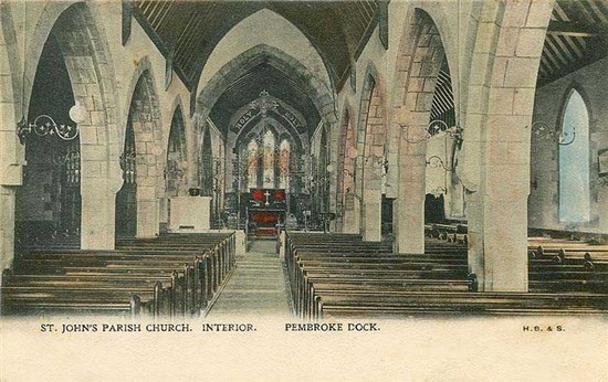 Early Interior of St John's Church Pembroke Dock