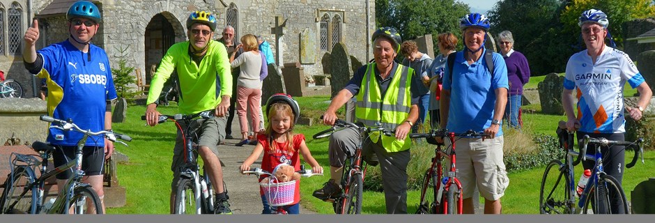 Cyclists at a church event 